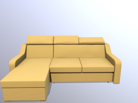 L shaped Leather Sofa yellow Model 3D