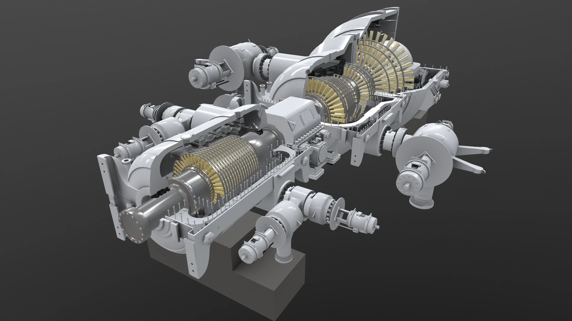 Turbine Cross section 3D Model .c4d .max .obj .3ds .fbx .stl .blend 