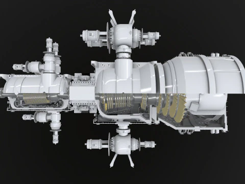 Turbine Cross section 3D Model