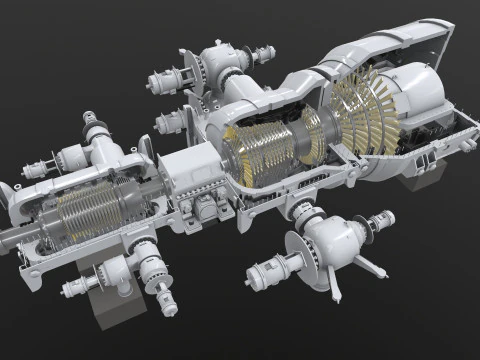 Turbine Cross section 3D Model