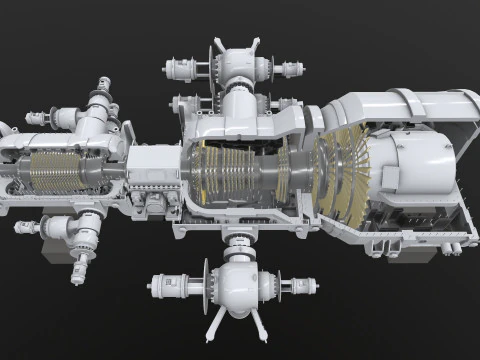Turbine Cross section 3D Model
