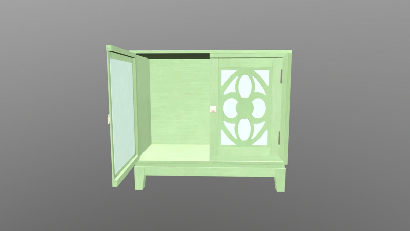 Green Accent Entryway Cabinet Model 3D .c4d .max .obj .3ds .fbx .stl .blend 