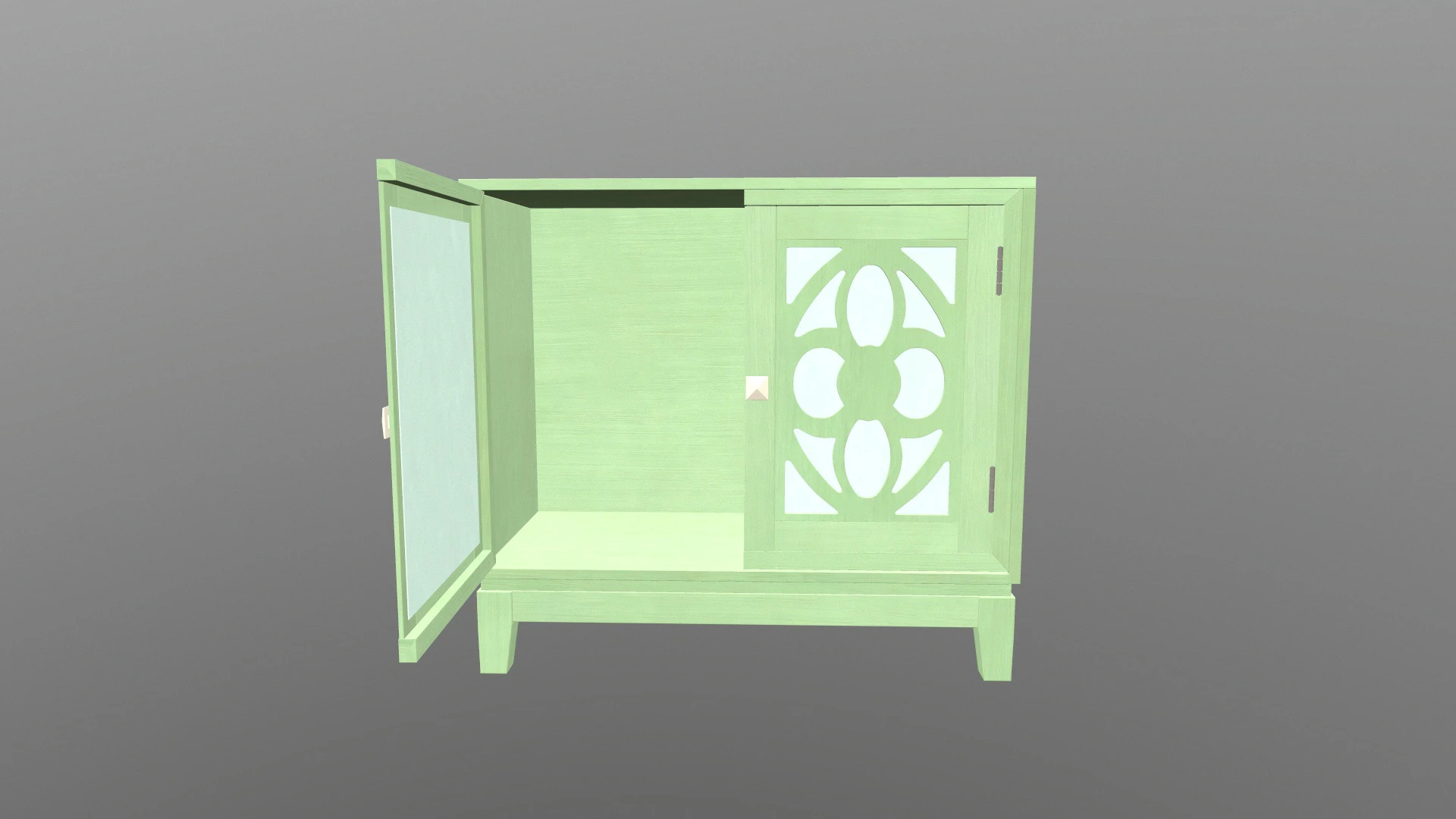 Green Accent Entryway Cabinet 3D Model .c4d .max .obj .3ds .fbx .stl .blend