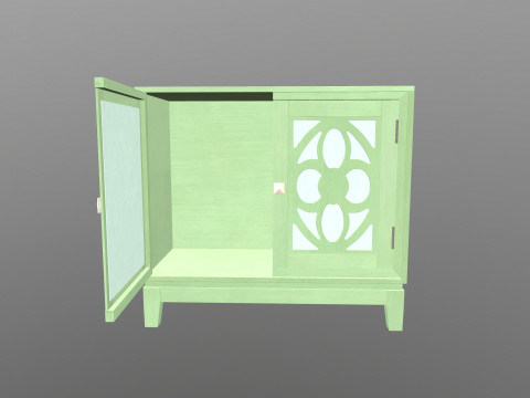 Green Accent Entryway Cabinet 3D Model