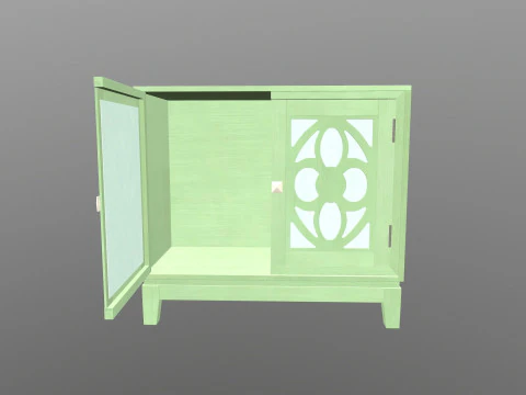 Arm&aacute;rio de entrada com destaque verde Modelo 3D