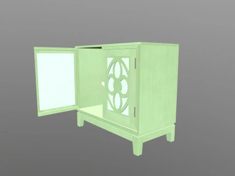 Green Accent Entryway Cabinet 3D Model