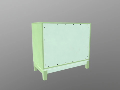 Green Accent Entryway Cabinet 3D Model