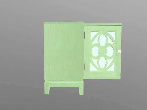 Green Accent Entryway Cabinet 3D Model
