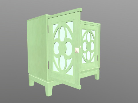 Green Accent Entryway Cabinet Model 3D