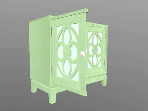 Green Accent Entryway Cabinet 3D Model
