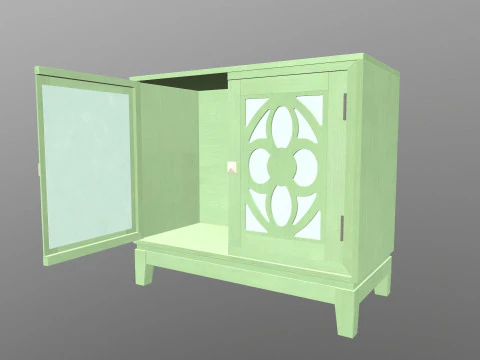 Green Accent Entryway Cabinet 3D Model