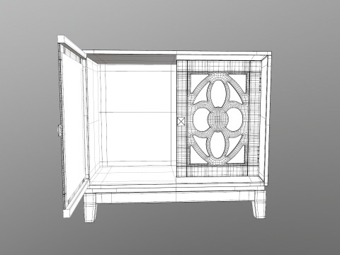 Green Accent Entryway Cabinet Model 3D