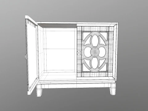 Green Accent Entryway Cabinet 3D Model