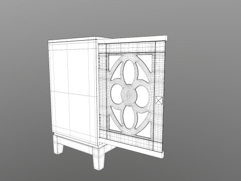 Green Accent Entryway Cabinet Model 3D