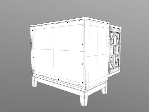 Green Accent Entryway Cabinet 3D Model