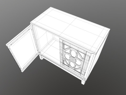 Green Accent Entryway Cabinet Model 3D