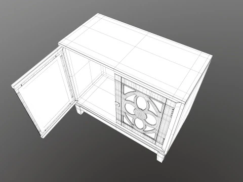 Green Accent Entryway Cabinet 3D Model