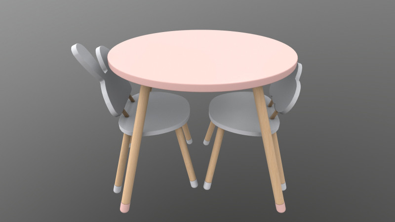 Kids Chair Table 3D 모델 .c4d .max .obj .3ds .fbx .stl .blend 