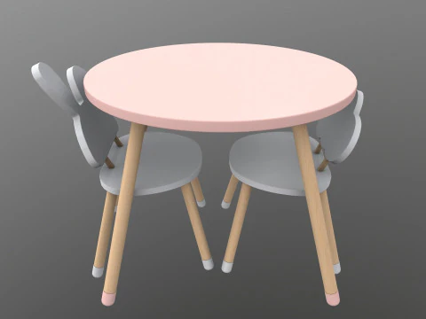 St&oacute;ł krzesełkowy dla dzieci Model 3D