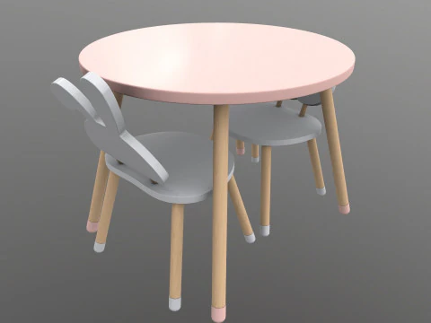 Kids Chair Table 3D Model