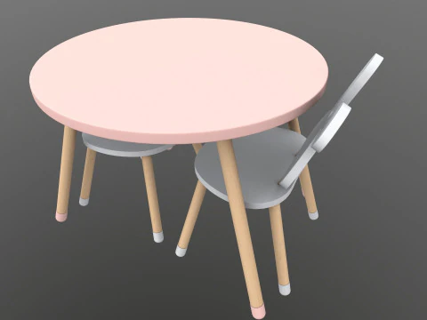 Kids Chair Table 3D Model