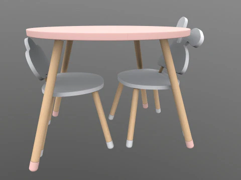 Kids Chair Table 3D Model