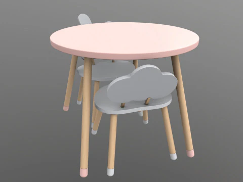 Kids Chair Table 3D Model