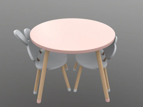 Kids Chair Table 3D Model