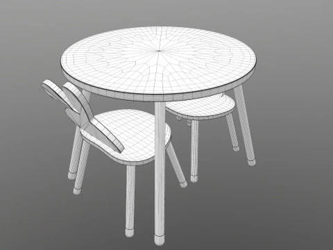 Kids Chair Table 3D Model