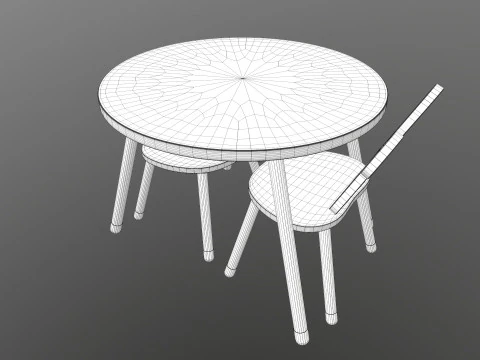 Kids Chair Table 3D Model