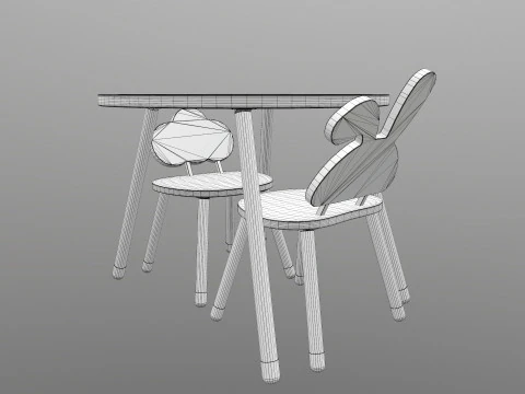 Kids Chair Table 3D Model