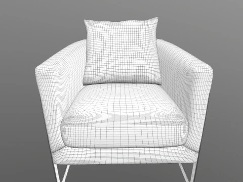 Gray Fabric Chair 3D Model