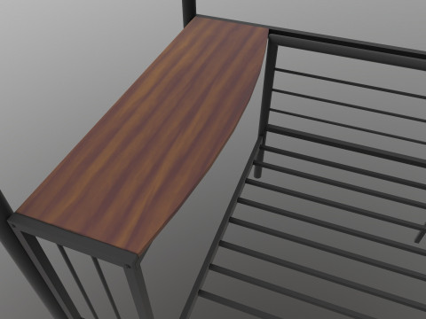 Metal Bunk Bed With Desk Model 3D