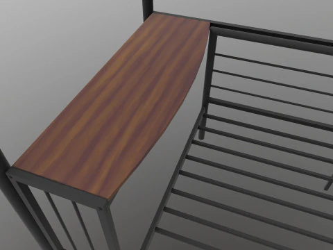 Metal Bunk Bed With Desk 3D Model