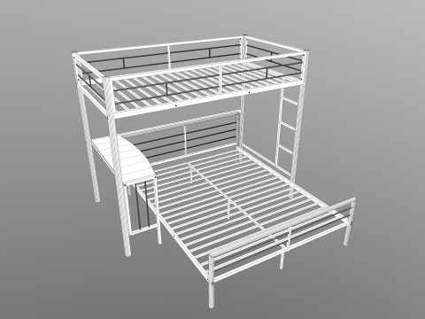Metal Bunk Bed With Desk Model 3D