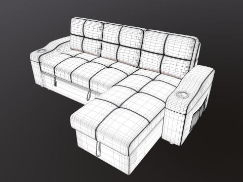 LHS Leather Sofa Modèle 3D