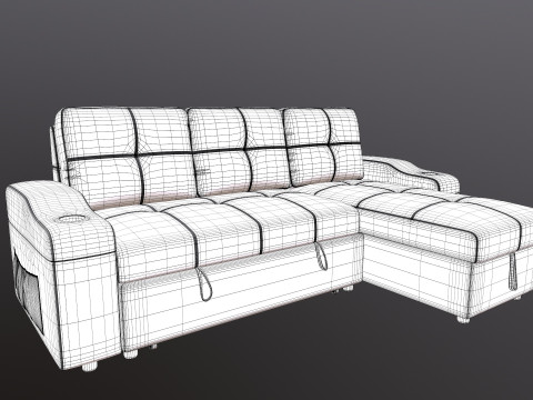 LHS Leather Sofa Modèle 3D