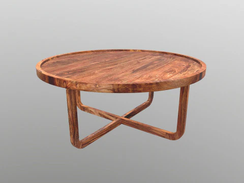 Wooden Round Table 3D Model