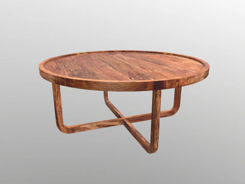Wooden Round Table 3D Model