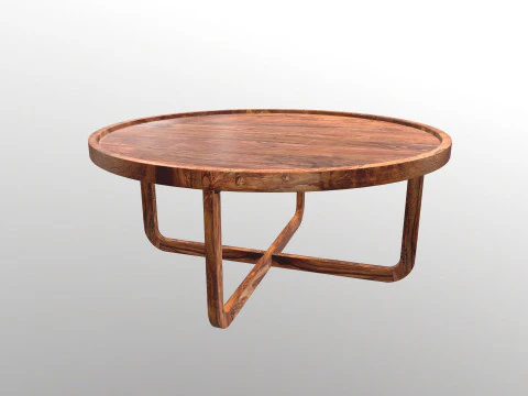 Wooden Round Table 3D Model
