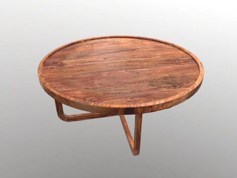 Wooden Round Table 3D Model