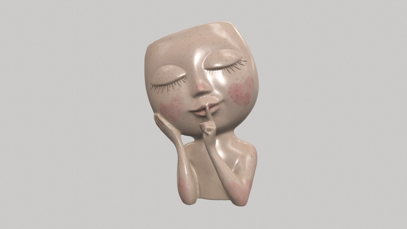 Face Head Planter Model 3D .c4d .max .obj .3ds .fbx .stl .blend 