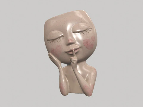 Fioriera con testa facciale Modello 3D