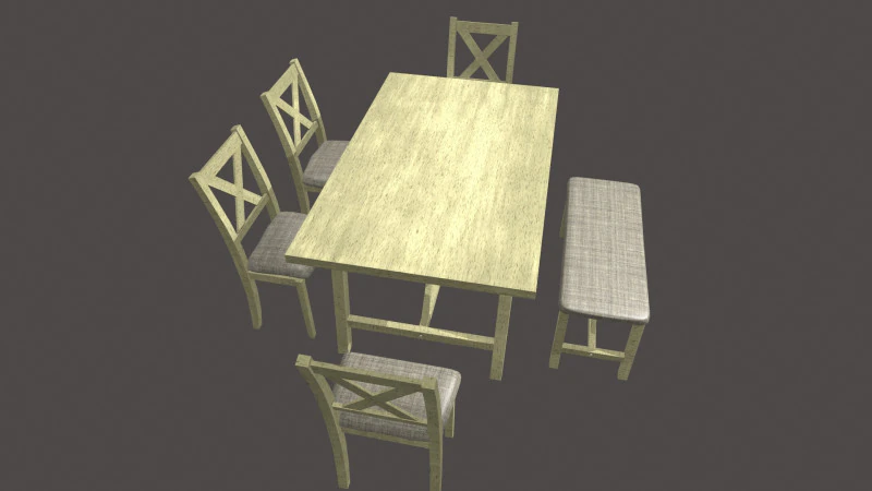 Dining Table 3D Model .c4d .max .obj .3ds .fbx .stl .blend