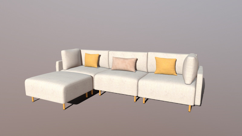 Sofa L shaped 3D Model .c4d .max .obj .3ds .fbx .stl .blend 
