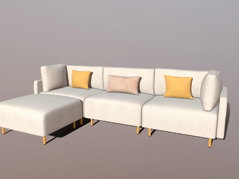 Диван Г-подібний 3D Модель