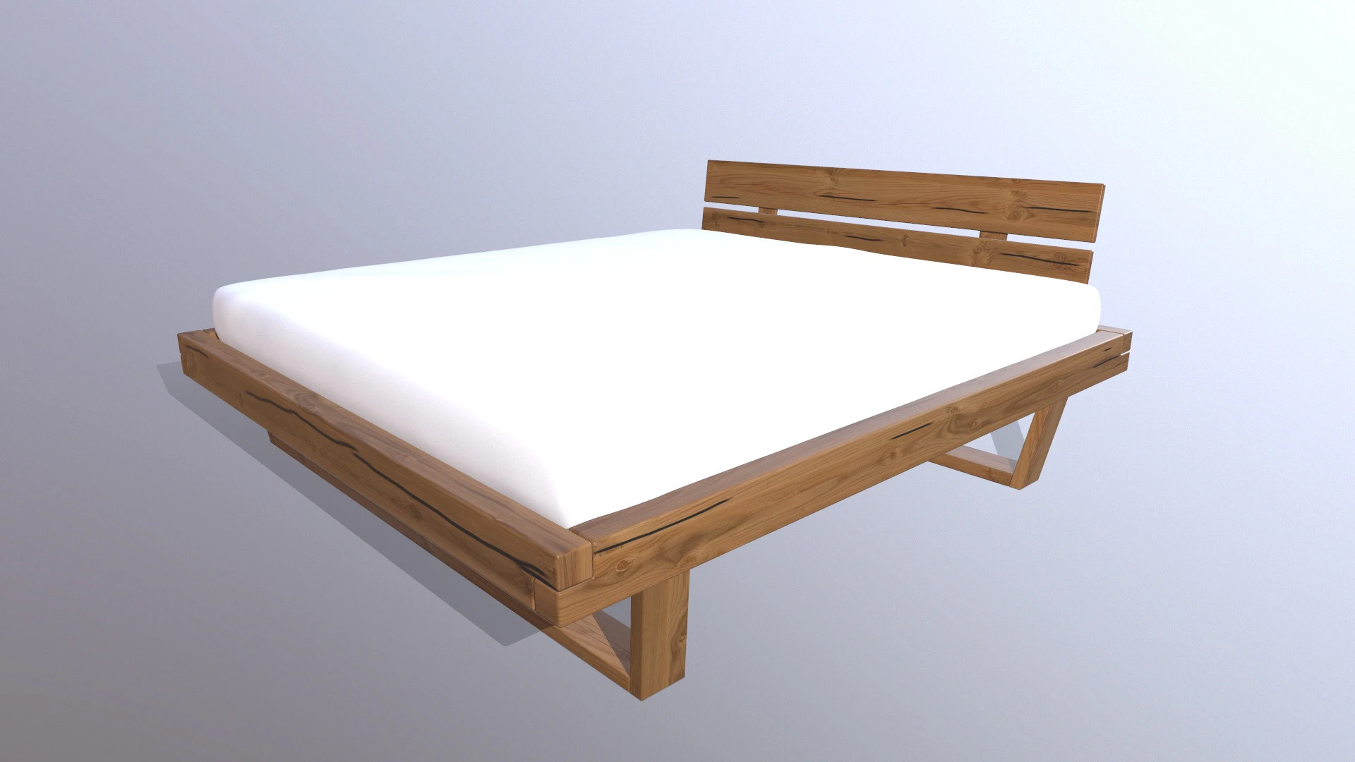 Bed Without Storage 3D Model .c4d .max .obj .3ds .fbx .stl .blend 