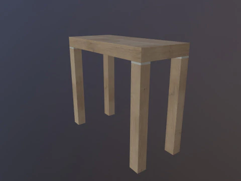 Wooden Table Low-poly 3D Model