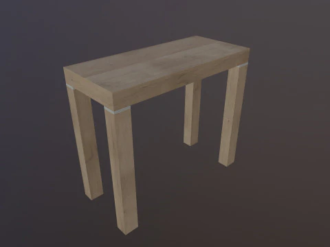 Wooden Table Low-poly 3D Model