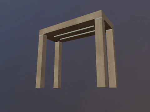 Wooden Table Low-poly 3D Model